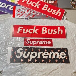 Supreme Box Logo “F”Bush & Black Middle Finger Sticker Set